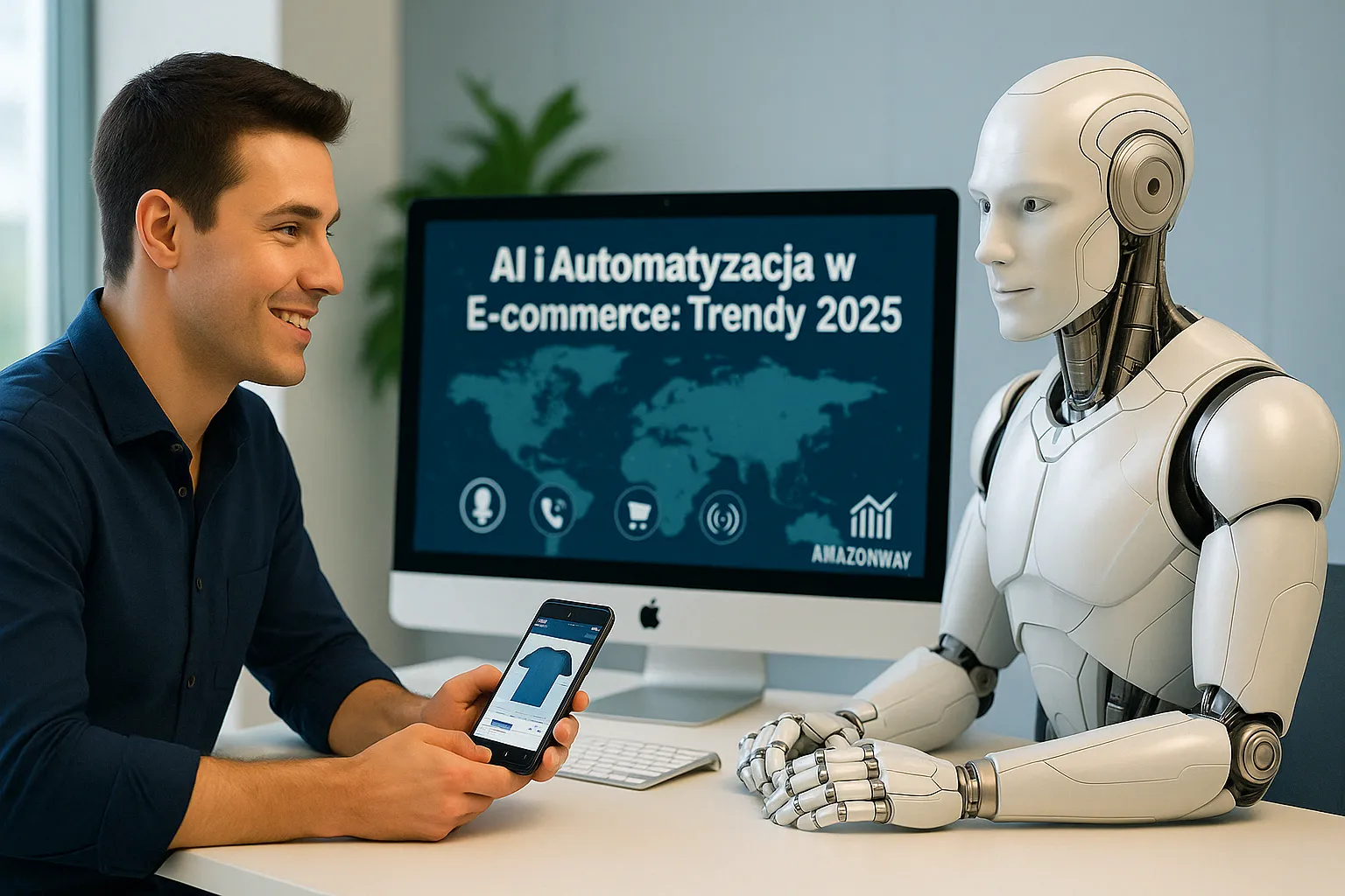 Ilustracja sztucznej inteligencji i automatyzacji w eCommerce